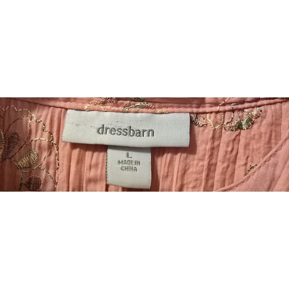 Dress Barn Womens Sz Large Embroidered Floral Shirt - Picture 3 of 7